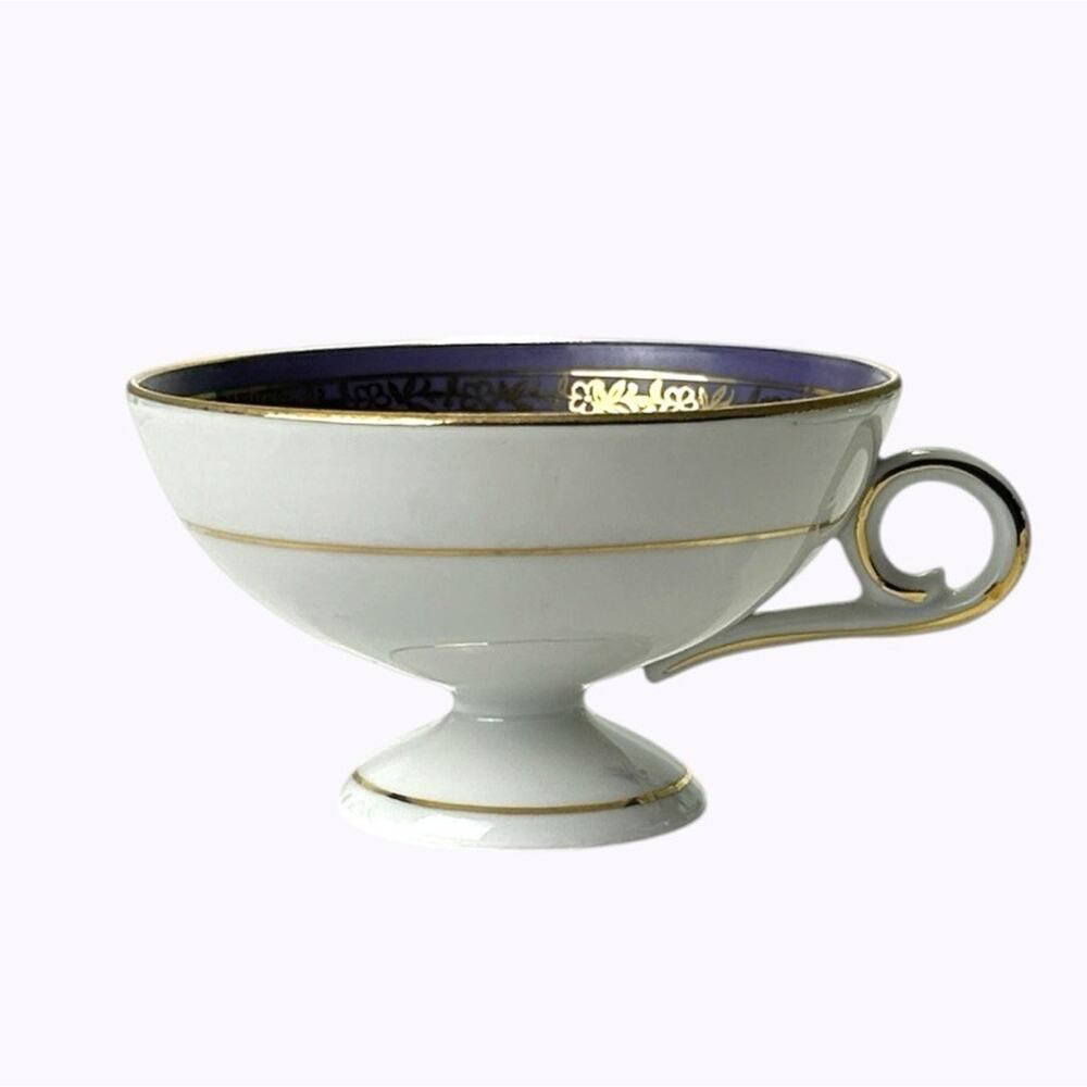 Vintage Demitasse Cup Saucer Bremer Schmidt BES Purple Gold Cameo GDR Lovers - Picture 9 of 16